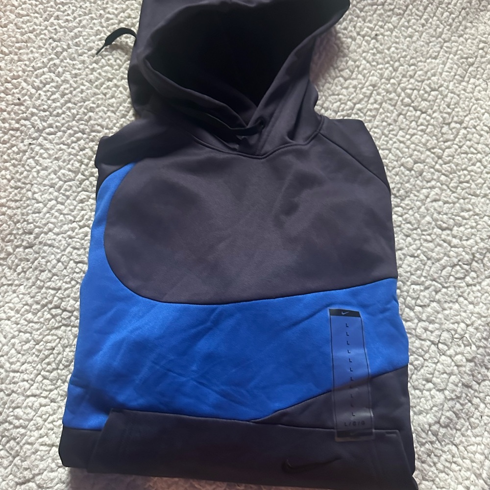 Nike Men’s Deep Purple and Royal Blue Colorblock Hoodie